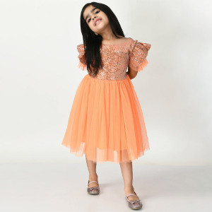 Orange Cotton Blend Frock